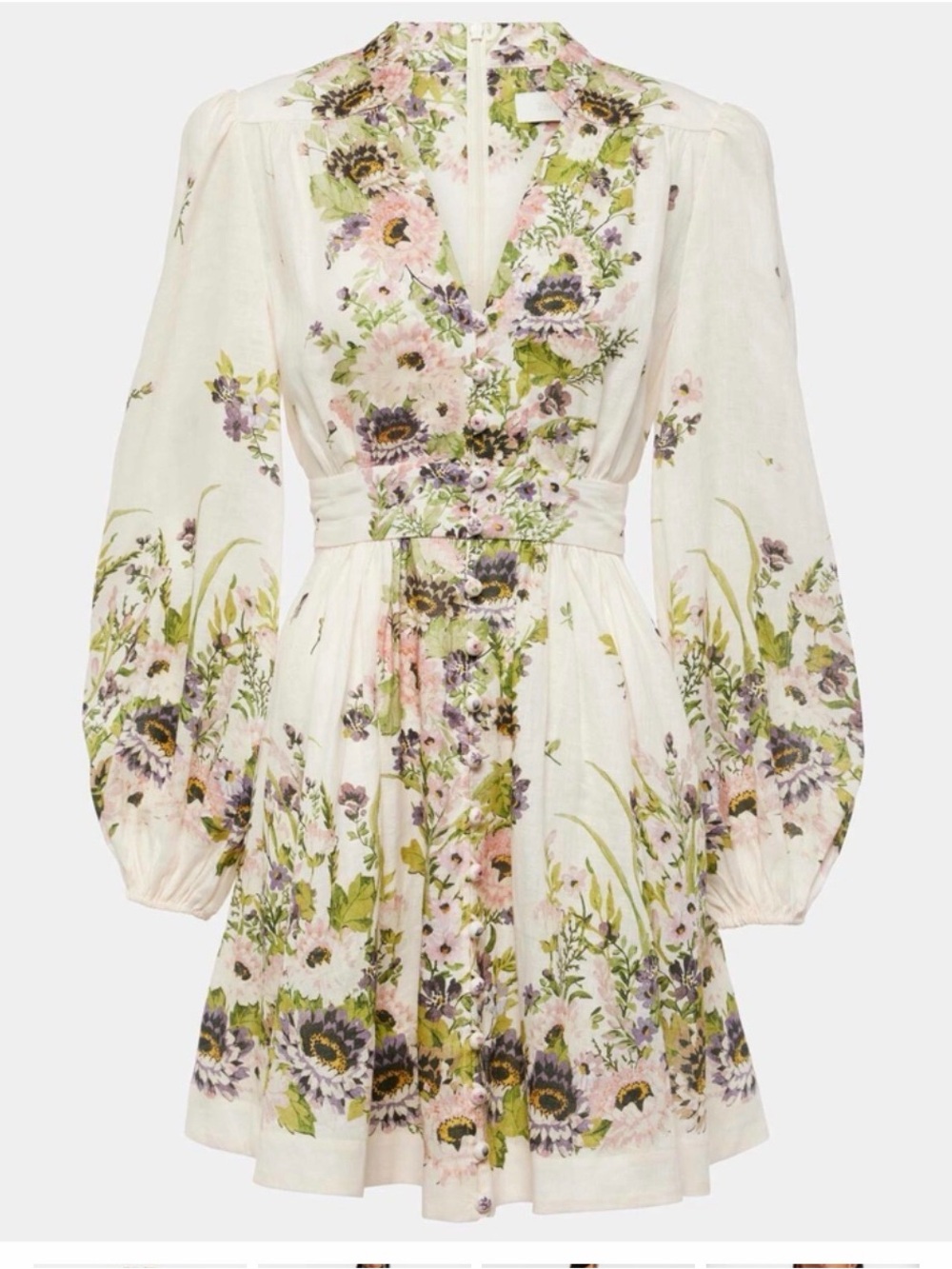 Zimmermann Halliday Plunge floral linen minidress - Picture 7 of 14